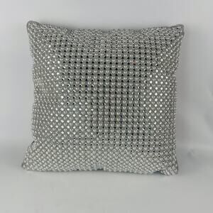 Silver Mirror and Pearl Accent Pillow 15”